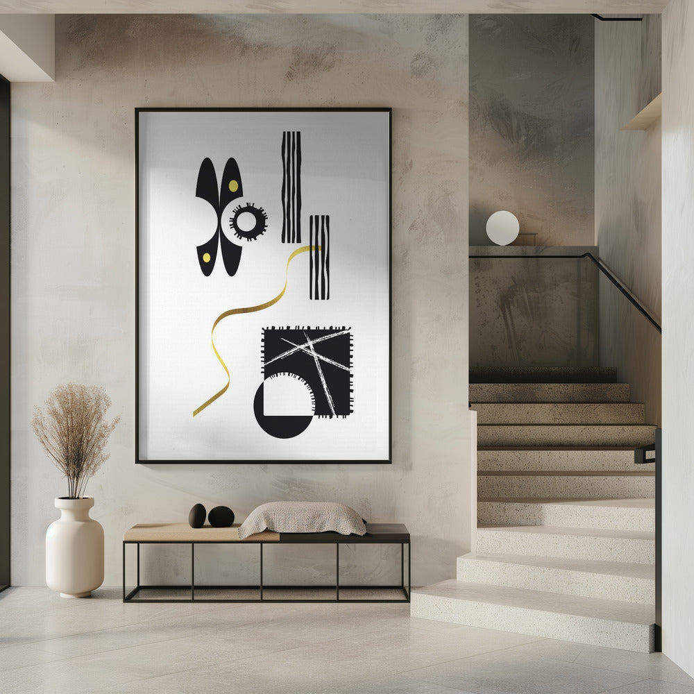 Black & White Abstract No. 3 | gold Poster